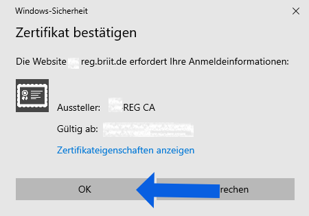 Zertifikatdienste Anmeldung1