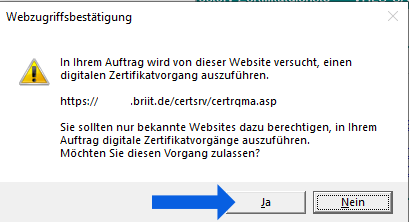 Zertifikatdienste Anmeldung